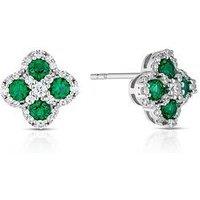 H. Samuel Sterling Silver Green Cz Clover Studs