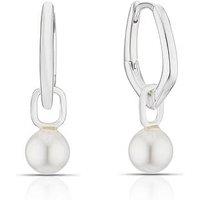 H. Samuel Sterling Silver Pearl Drop Organic Hoop Earrings
