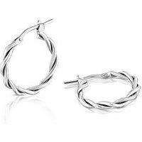 Ernest Jones Sterling Silver Twist Hoop Earrings 15Mm - One Colour