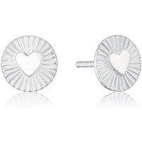 H. Samuel Sterling Silver Heart Disc Stud Earrings