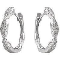 Ernest Jones Sterling Silver 18Mm Cubic Zirconia Twisted Hoop Earrings