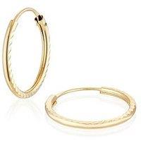 H. Samuel 9Ct Gold Diamond Cut 13Mm Sleeper Hoop Earrings