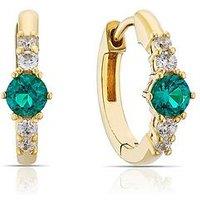 H. Samuel Sterling Silver Gold Plated Green Cz Hoop Earrings
