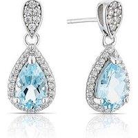 H. Samuel Sterling Silver Blue & Clear Cubic Zirconia Pear Shape Drop Earrings