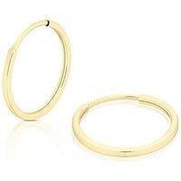 Ernest Jones 9Ct Gold Sleeper Hoops 12Mm - One Colour