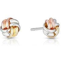 H. Samuel Sterling Silver 9Ct Gold And 9Ct Rose Gold Knot Studs 6Mm - Tri-Colour