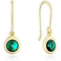H. Samuel Sterling Silver Gold Tone Emerald Preciosa Crystal Drop Earrings