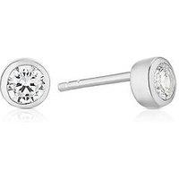 Ernest Jones Sterling Silver 4Mm Rubover Cubic Zirconia Stud Earrings