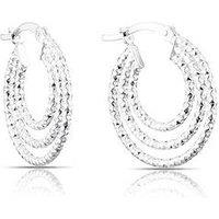 Ernest Jones Sterling Silver Diamond Cut Multi Layer Hoop Earrings