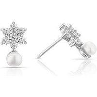 H. Samuel Ss Cz Flower Pearl Earrings - One Colour