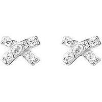 Ernest Jones Sterling Silver & Cubic Zirconia Kiss Stud Earrings