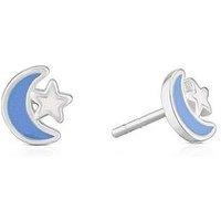 H. Samuel Children'S Sterling Silver Blue Enamel Moon & Star Stud Earrings