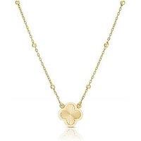 Ernest Jones 9Ct Gold 16" Diamond Cut Clover Pendant Necklace