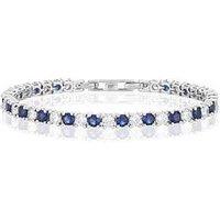 H. Samuel Emmy London Platinum Plated Sterling Silver Blue & Clear Cz Tennis Bracelet