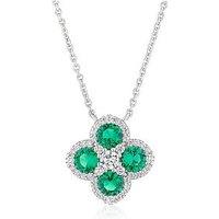 H. Samuel Sterling Silver Green Cz Clover Pendant Necklace