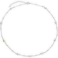 Ernest Jones Sterling Silver & Cultured Freshwater Pearl Station Necklace