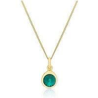 H. Samuel Sterling Silver Gold Tone Emerald Preciosa Crystal Pendant 16+2" Necklace