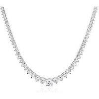 Ernest Jones Sterling Silver Graduated Cz Necklace - One Colour