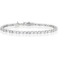 H. Samuel Emmy London Platinum Plated Sterling Silver Baguette & Round Cz Tennis Bracelet