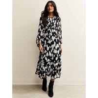 New Look Printed Chiffon Midi Dress - Black