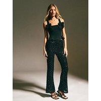 New Look Sequin Flared Trousers - Black