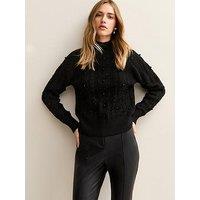 New Look Black Cable Knit Bead Embellished Jumper