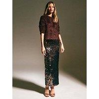 New Look Sequin Midi Skirt - Dark Brown