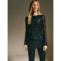 New Look Go Mixed Sequin Core Long Sleeve Top - Black