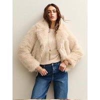 New Look Cream Faux Fur Coat