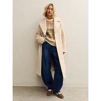 New Look Cream Textured Single Breasted Coat