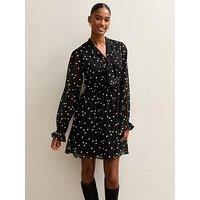 New Look Black Polka Dot Pussybow Mini Dress