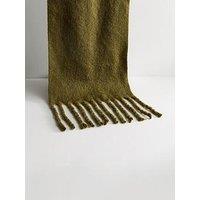 New Look Brushed Fringed Edge Heavyweight Scarf - Green