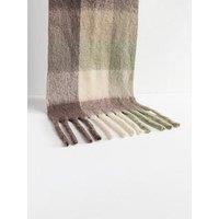 New Look Green Heavyweight Brushed Checked Scarf - Green