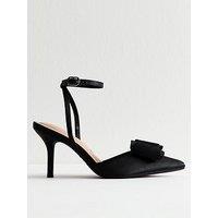 New Look Velvet Bow Stiletto Heels - Black
