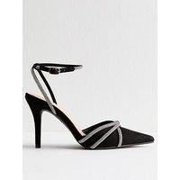 New Look Faux Suede Embellished Court Shoes - Black
