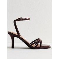 New Look Dark Burgundy Strappy Stiletto Heel Sandals