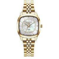 Roamer Of Switzerland Stella Tv Case Shape White Mop Dial Gold Ip Stainless Steel Watch