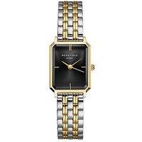 Rosefield Octagon Black Dial Gold Ip Bicolour Stainless Steel Watch