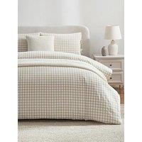 Dusk Gabriella Printed Gingham Duvet Set- Natural