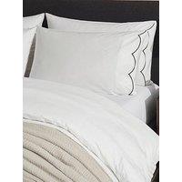 Dusk Simone Scallop Embroidered Edge Classic Pillowcases- Off White/Black