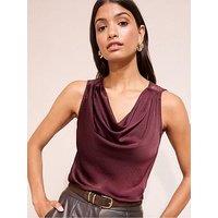 Friends Like These Burgundy Satin Cowl Lace Back - Black