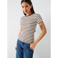 Guess Jeans Stripe Logo Slim T-Shirt - Brown