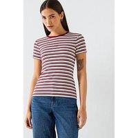 Guess Jeans Stripe Logo Slim T-Shirt -Red