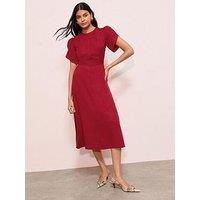 Friends Like These Petal Sleeve Belted Dress - Red