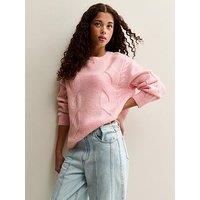 New Look 915 Girls Chunky Cable Knit Jumper - Light Pink