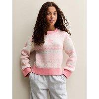 New Look 915 Girls Star Pattern Fairisle Jumper - Pink