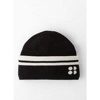 Sweaty Betty Womens Ski Slogan Knitted Beanie - Black