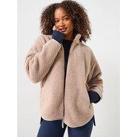 Sweaty Betty Womens Training New Plush Textured Zip Up Jacket - Beige