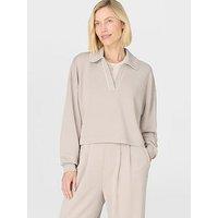 Sweaty Betty Womens Training Sand Wash Crop Henley Sweatshirt - Beige