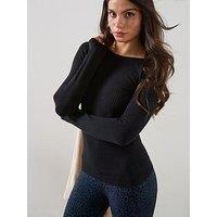 Sweaty Betty Womens Training Mindful Seamless Boat Long Sleeve Top- Black